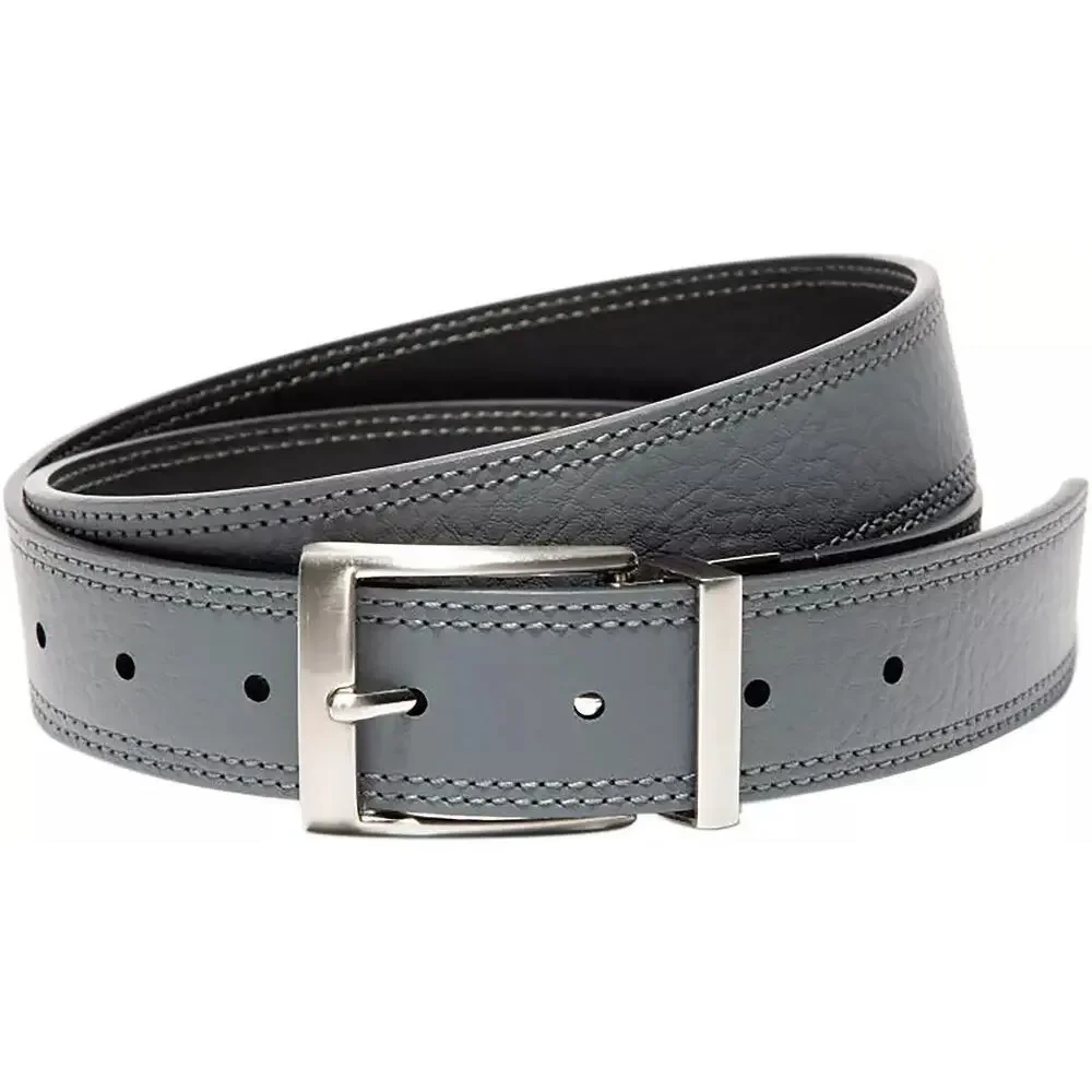 Nike‎ Golf Belt Mens XL Black Gray Double Row Stitch Reversible Swoosh Athletic